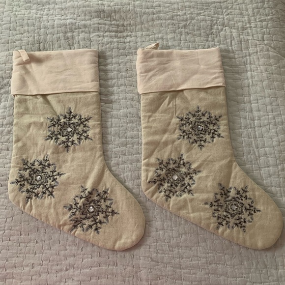 Pottery Barn Other - Pottery Barn snowflake Christmas stockings